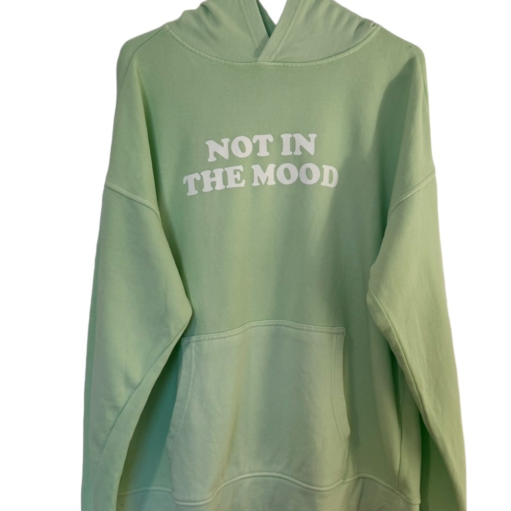 Rue21 Hoodie Green Sweatshirt Cotton Fleece Unisex Not In The Mood - Picture 2 of 5